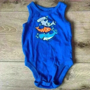 5/$10-Garanimals Baby Boy Blue Sleeveless Tank Top onesie Size 3-6 Months